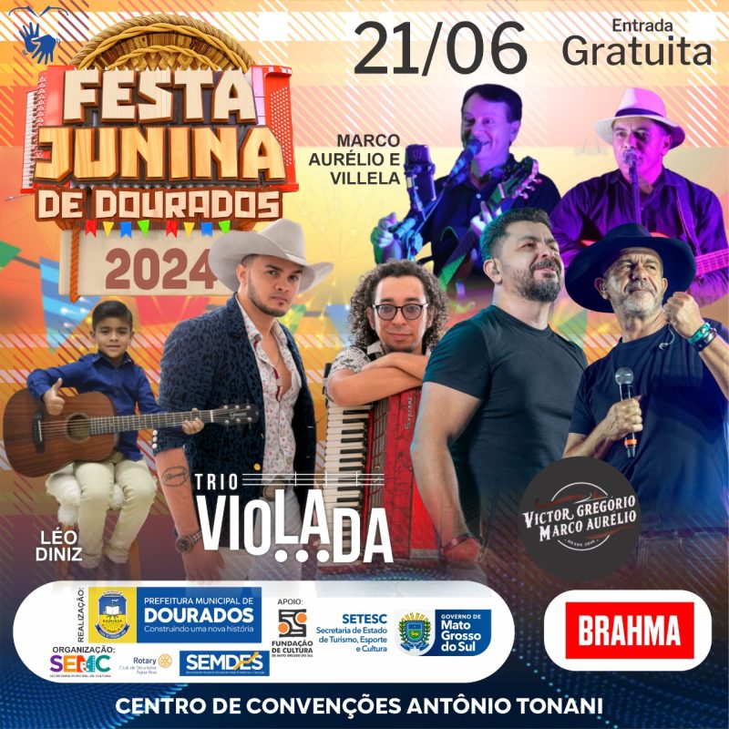 A celebração junina de Dourados inicia esta semana trazendo atrações musicais vindas de várias partes do país e da região