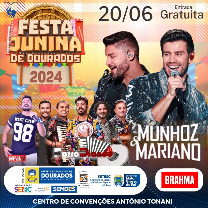 A celebração junina de Dourados inicia esta semana trazendo atrações musicais vindas de várias partes do país e da região